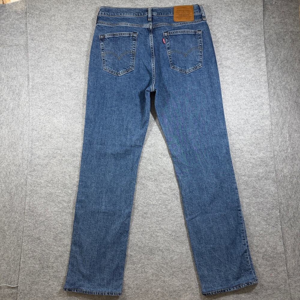 Levi's 514 Straight Jeans Mens 34x32 Medium Blue Wash Stretch Denim Red Tab - Picture 2 of 15